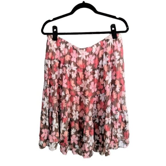 Fashion Bug Floral Tiered Elastic Waist Chiffon Skirt Plus Size 18/20W - Picture 6 of 7